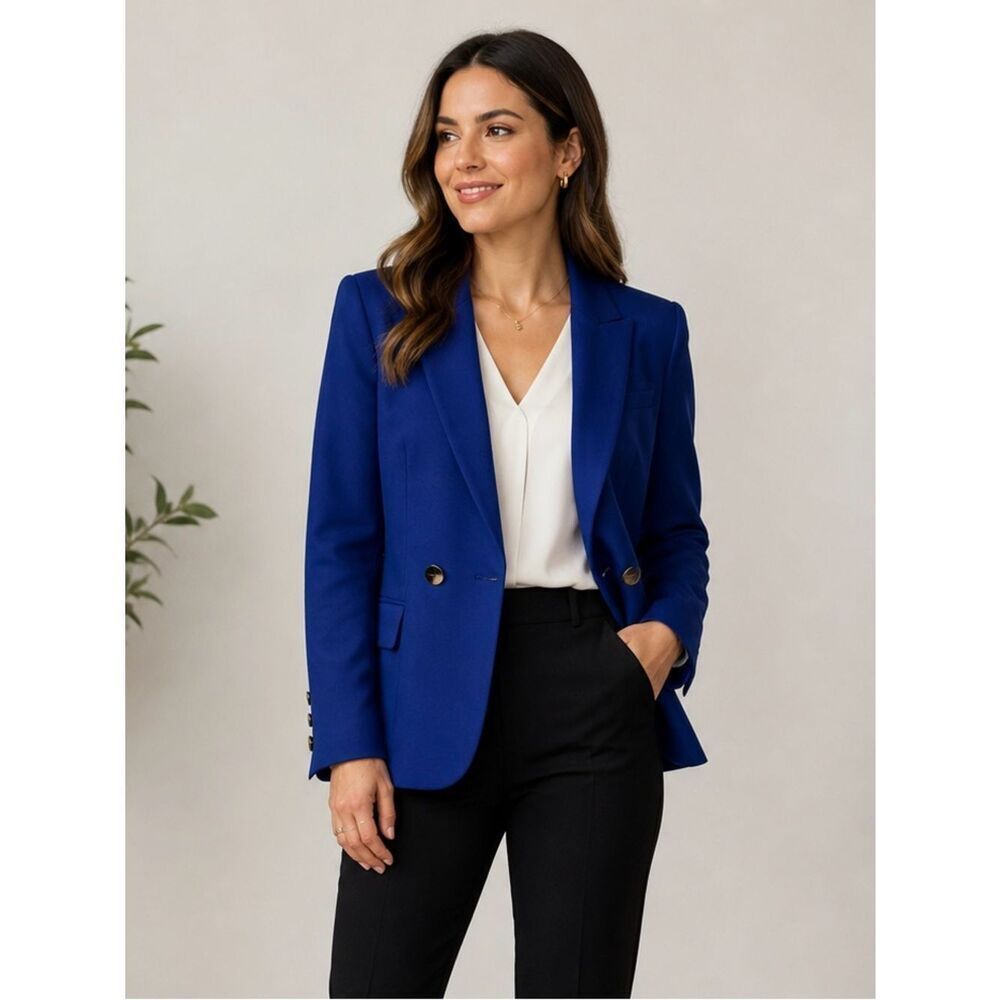 Guess by Marciano Cobalt Blue Double-Button Blazer